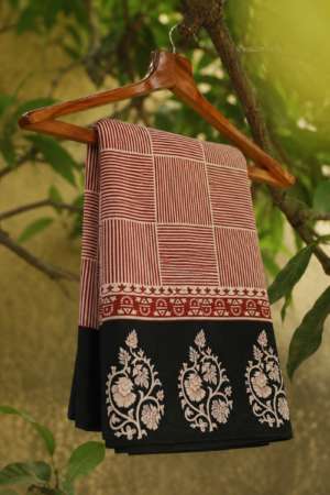 Crimson Bloom Cotton Saree