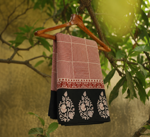 Crimson Bloom Cotton Saree