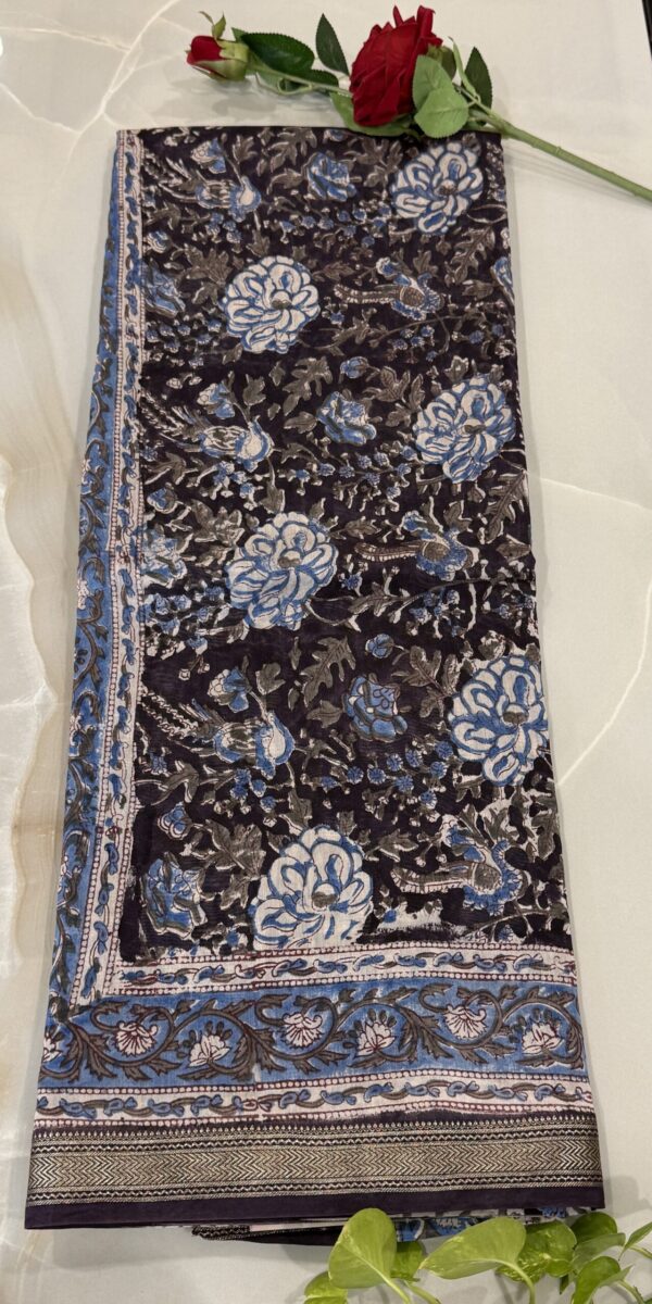 Heritage Dark Blue Maheshwari Saree