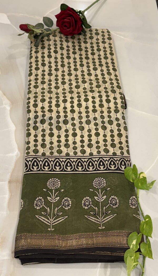 Olive Bloom Maheshwari Saree