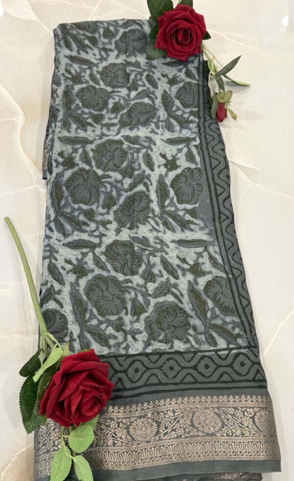 Royal Ivory Ajrak Dola Silk Saree