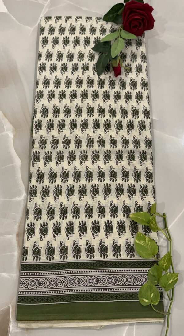 Olive Paisley Pure Cotton Saree